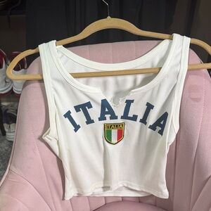 Italia White Tank Top